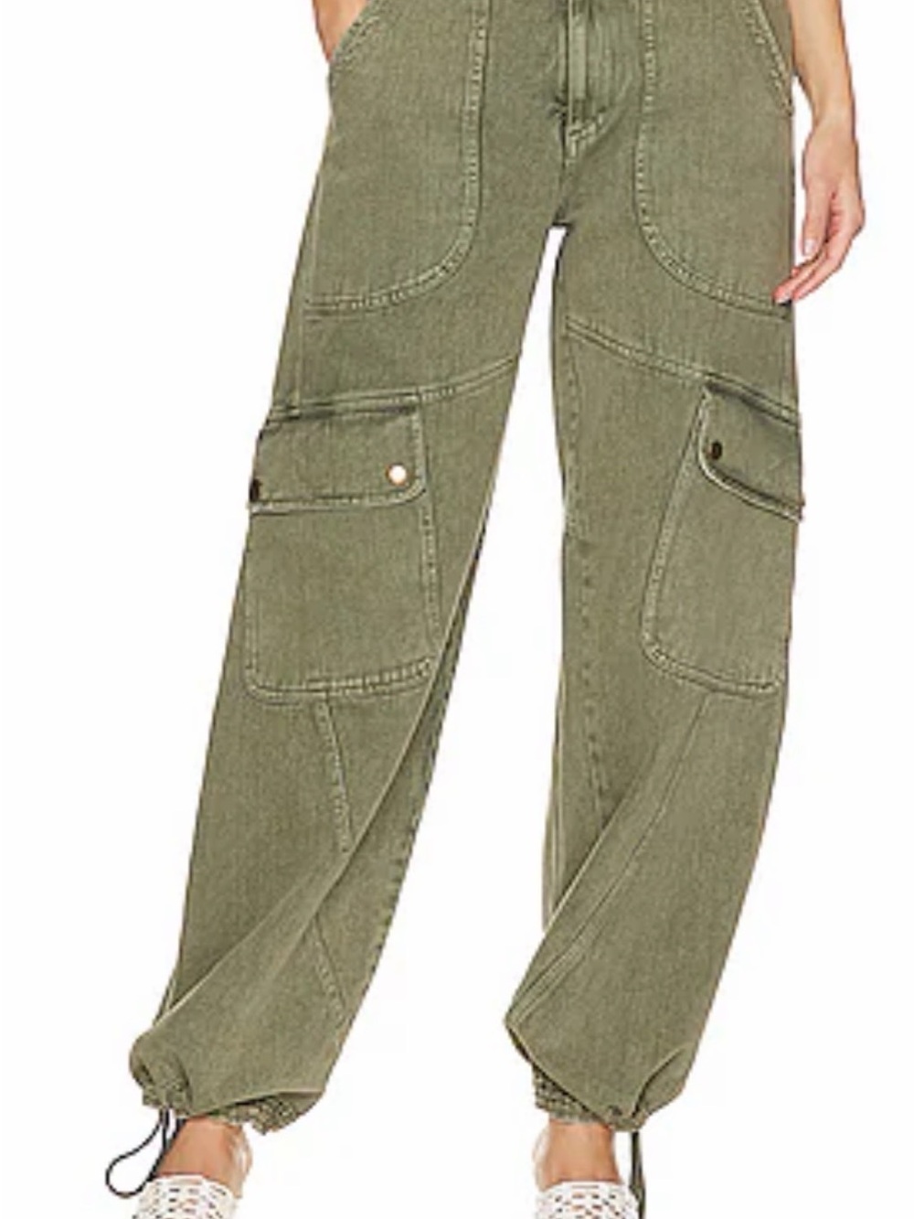 Free People Hunter Green Drawstring Cuffs Cargo Joggers XL